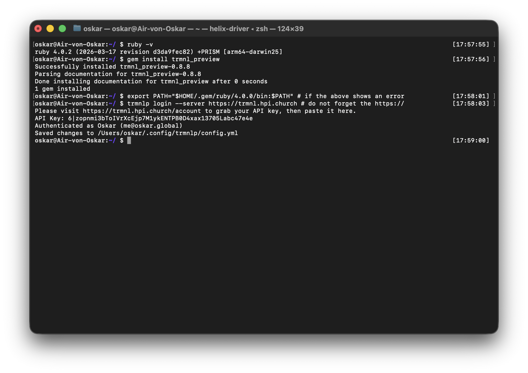 Shell showing the output of last four commands